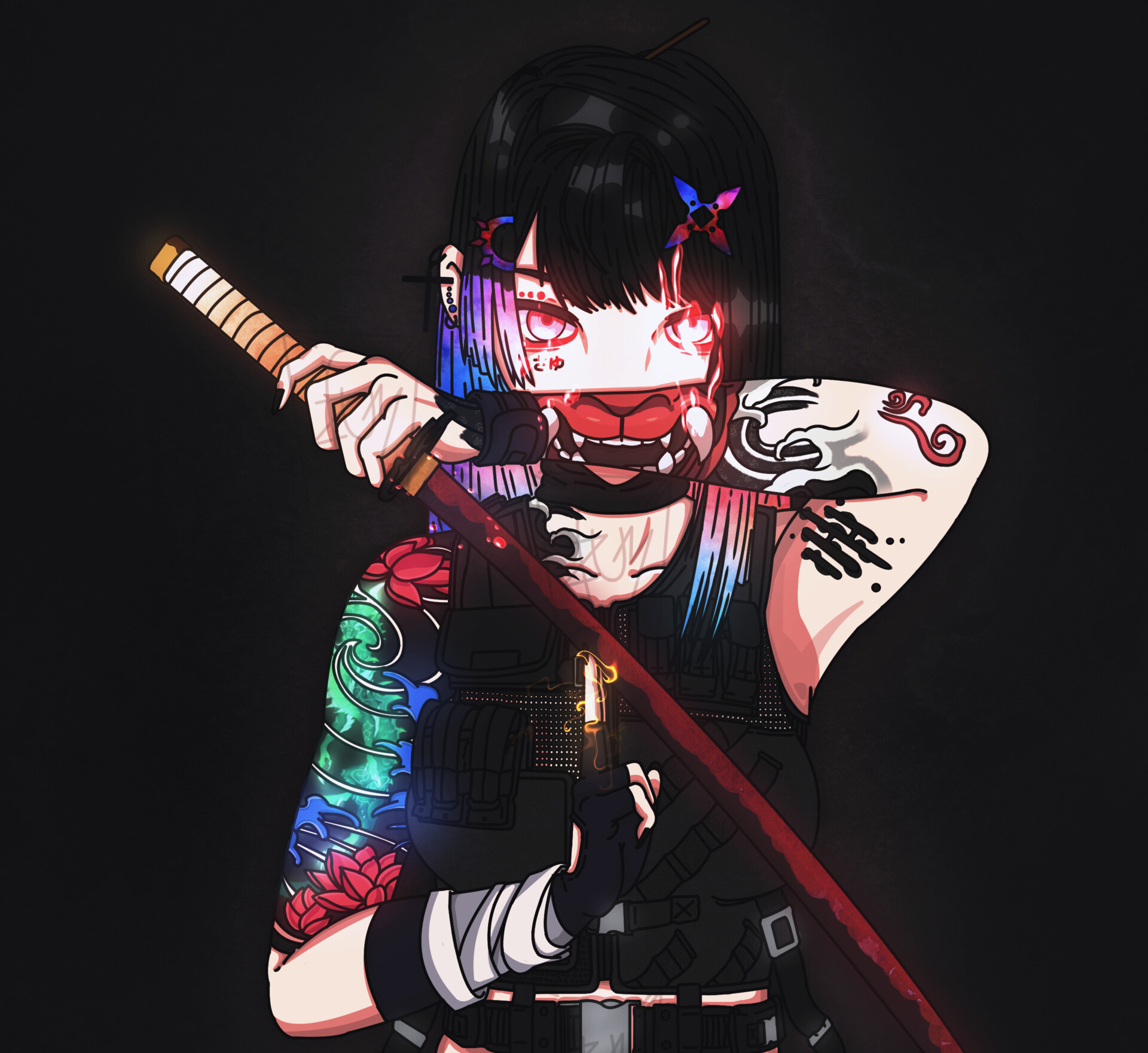 Neon Oni — Guardian of the Eclipse